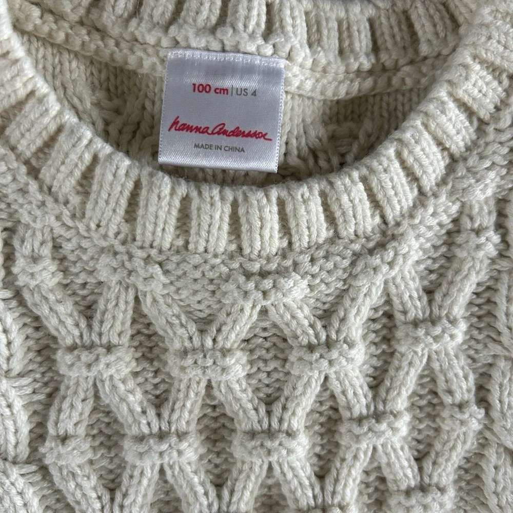 Hanna Andersson Cream Cable Knit Sweater - Picture 3 of 4